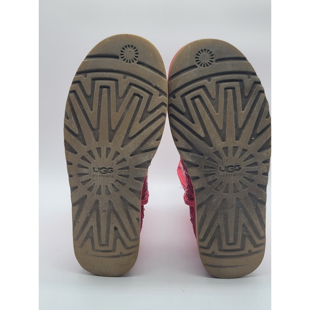 UGG Australia Sequin Boots Red Sparkle Classic Short Women's 10 - Picture 6 of 13